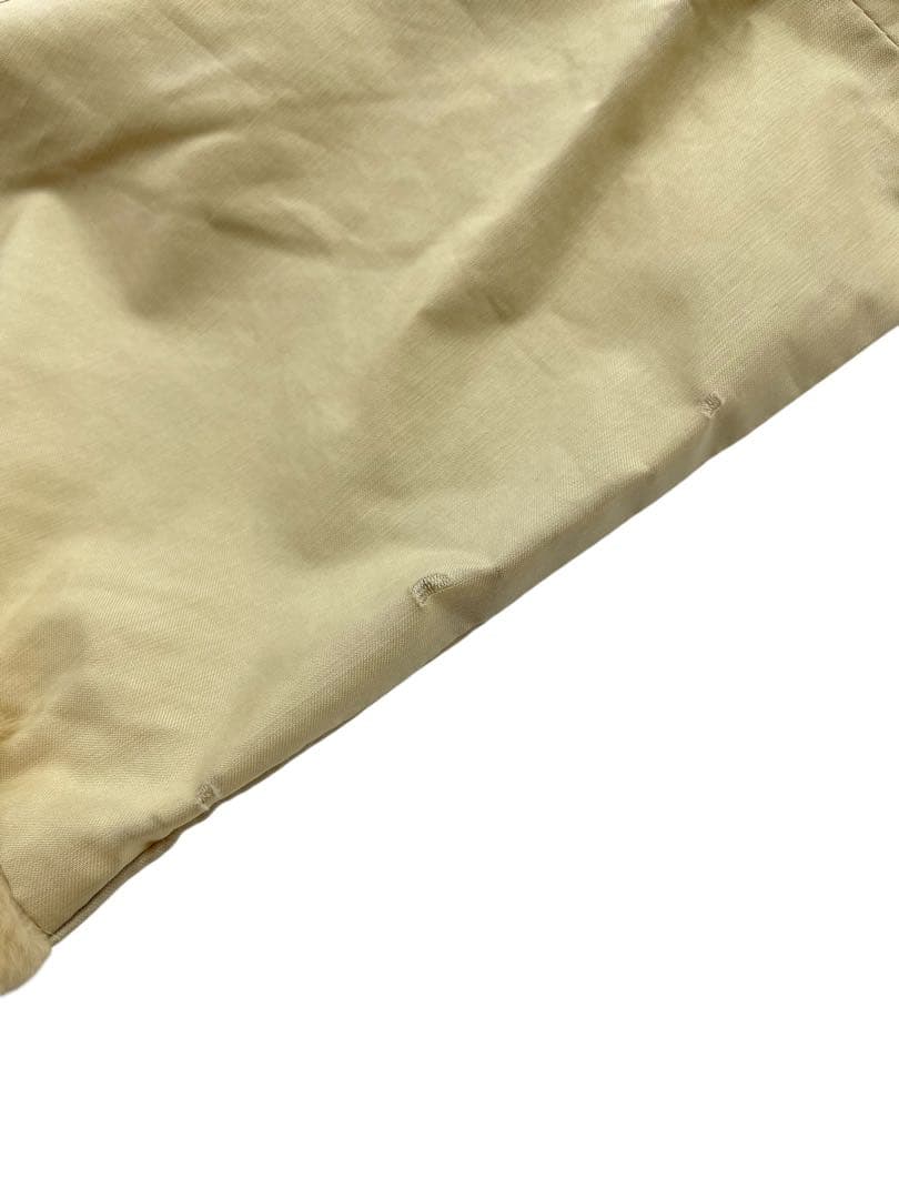 【FENDI】フェンディ　 毛皮　ナイロン　 ステンカラーコート ベージュ　40