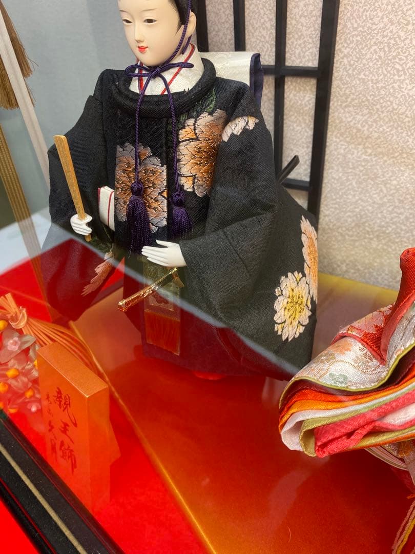 東京久月　雛人形　立親王ガラスケース飾り・間口約４８×奥行約３３×高さ約４３㎝