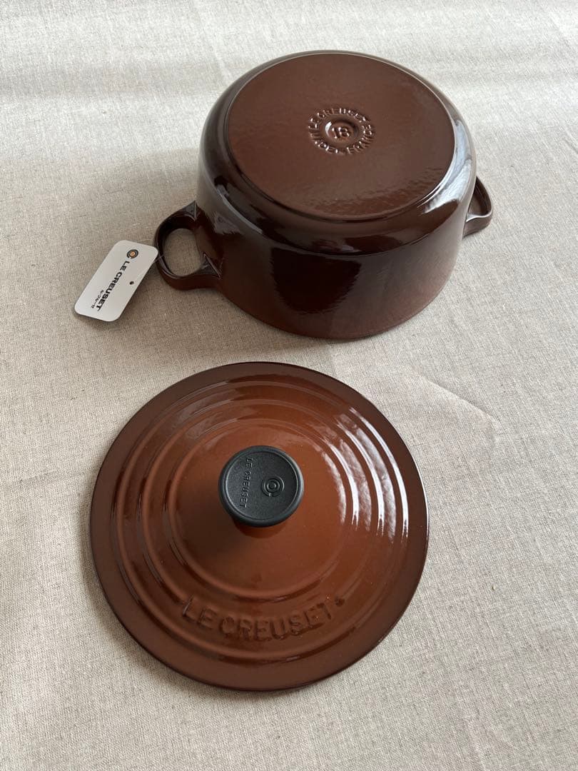 LE CREUSET ココットロンド 両手鍋 18cm チェスナッツ