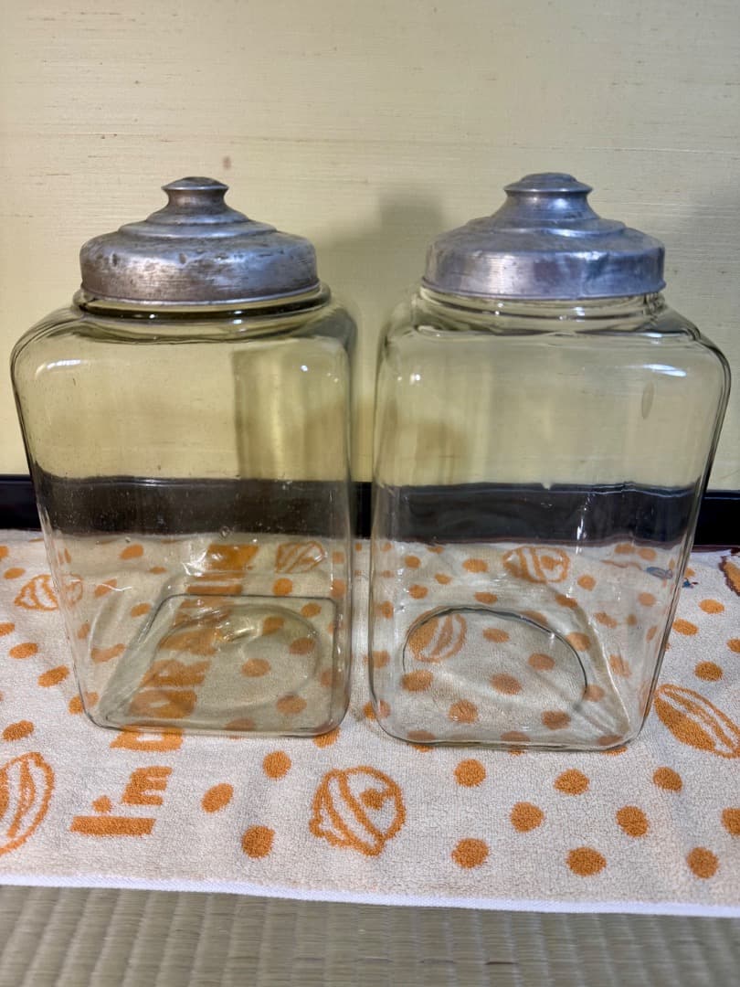 明治 大正期 駄菓子屋ガラスジャー2点