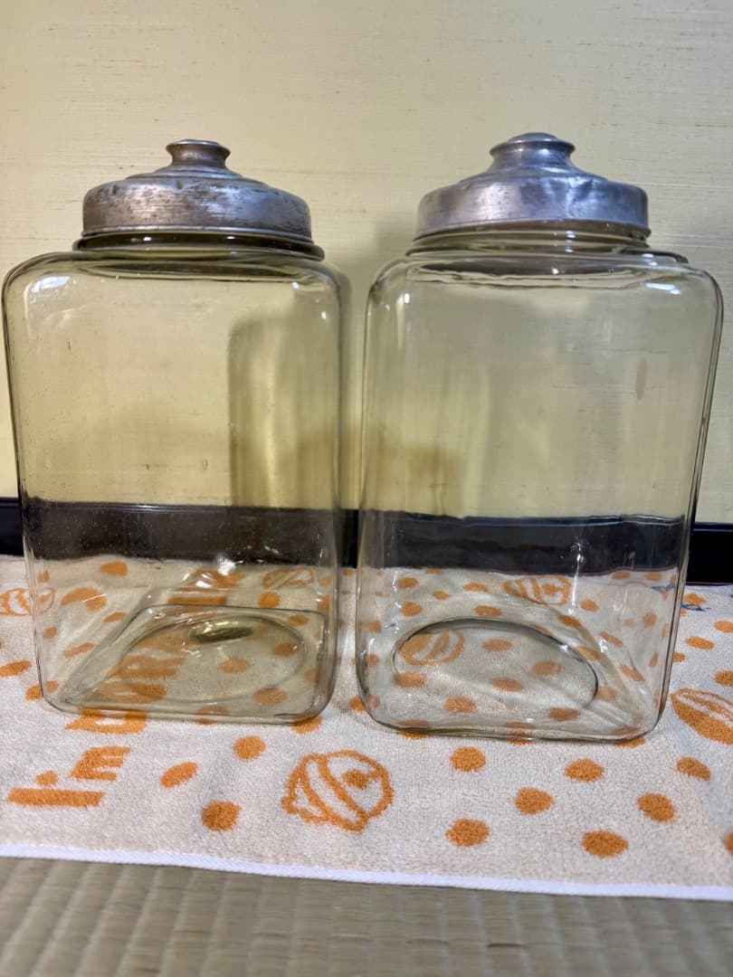 明治 大正期 駄菓子屋ガラスジャー2点