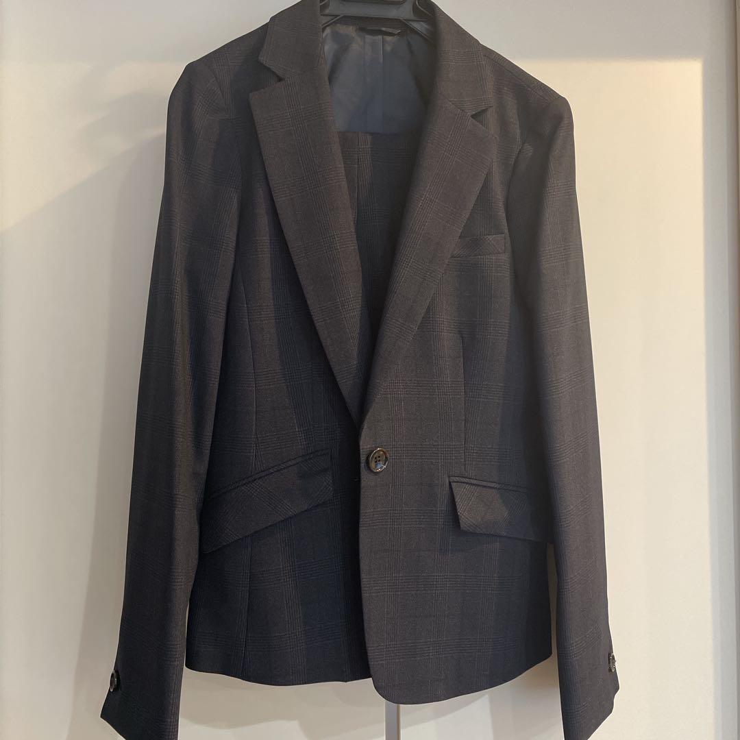 大幅値下げ！匿名発送★1回のみ着用！洗える ネイビーチェックパンツスーツ 11号