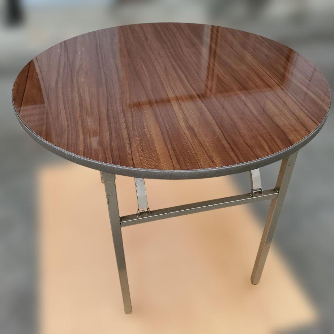 円形折りたたみテーブル ブラウン