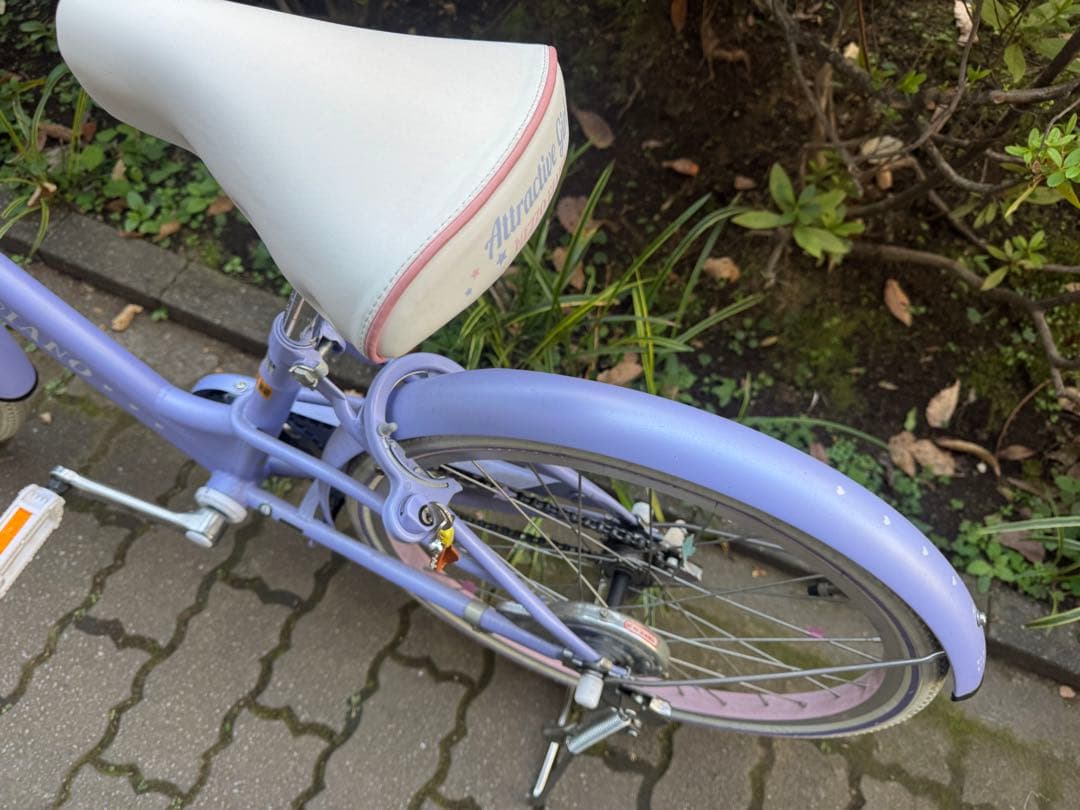 子供用自転車 紫色 前カゴ付き メゾピアノ20インチ