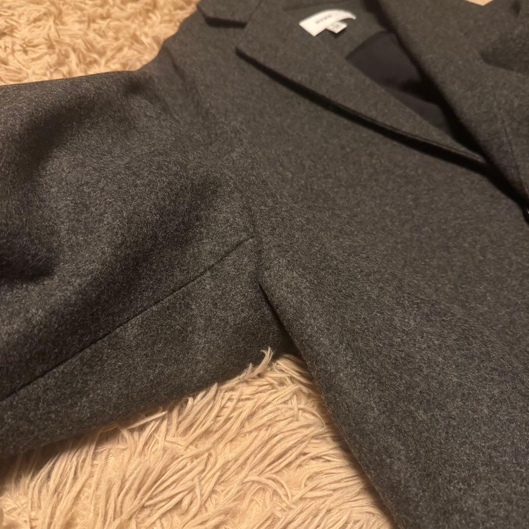 HYKE ハイク ウールショップコート チェスターコート チャコールグレー