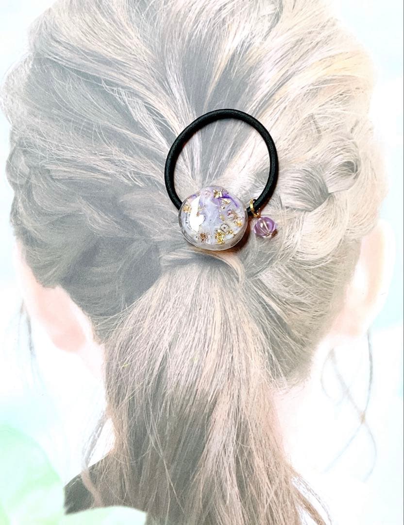 【Aー634】レジン ヘアゴム／ドライフラワー