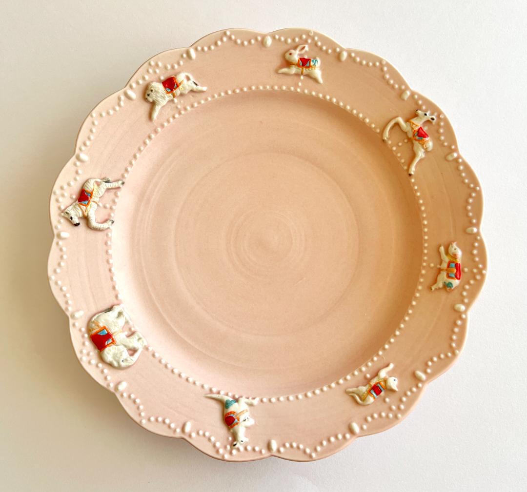 【未使用】佐々木忍 メリーゴーランドプレート お皿【ピンク】