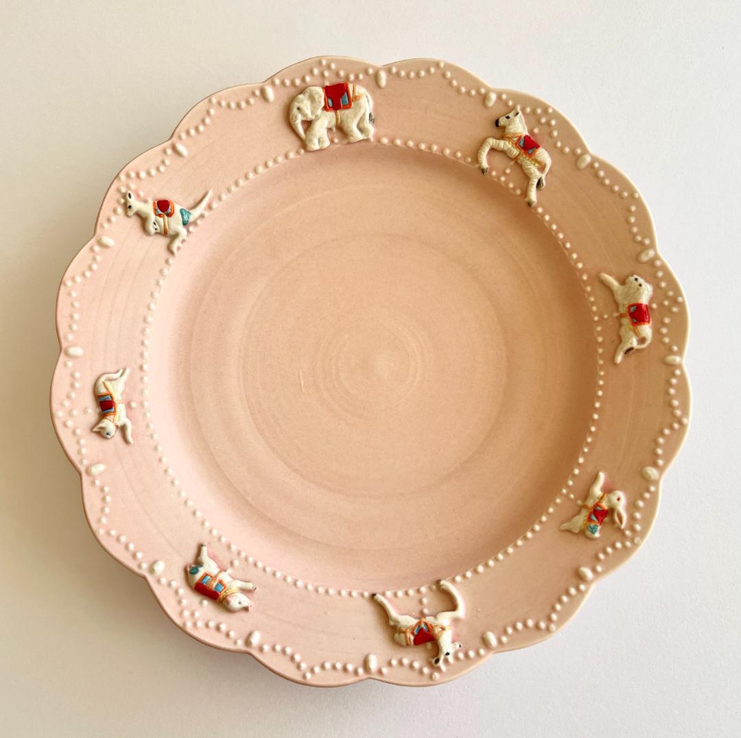 【未使用】佐々木忍 メリーゴーランドプレート お皿【ピンク】