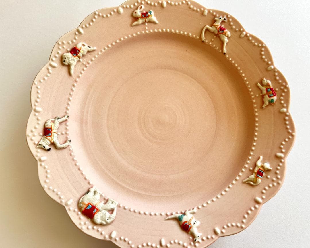 【未使用】佐々木忍 メリーゴーランドプレート お皿【ピンク】