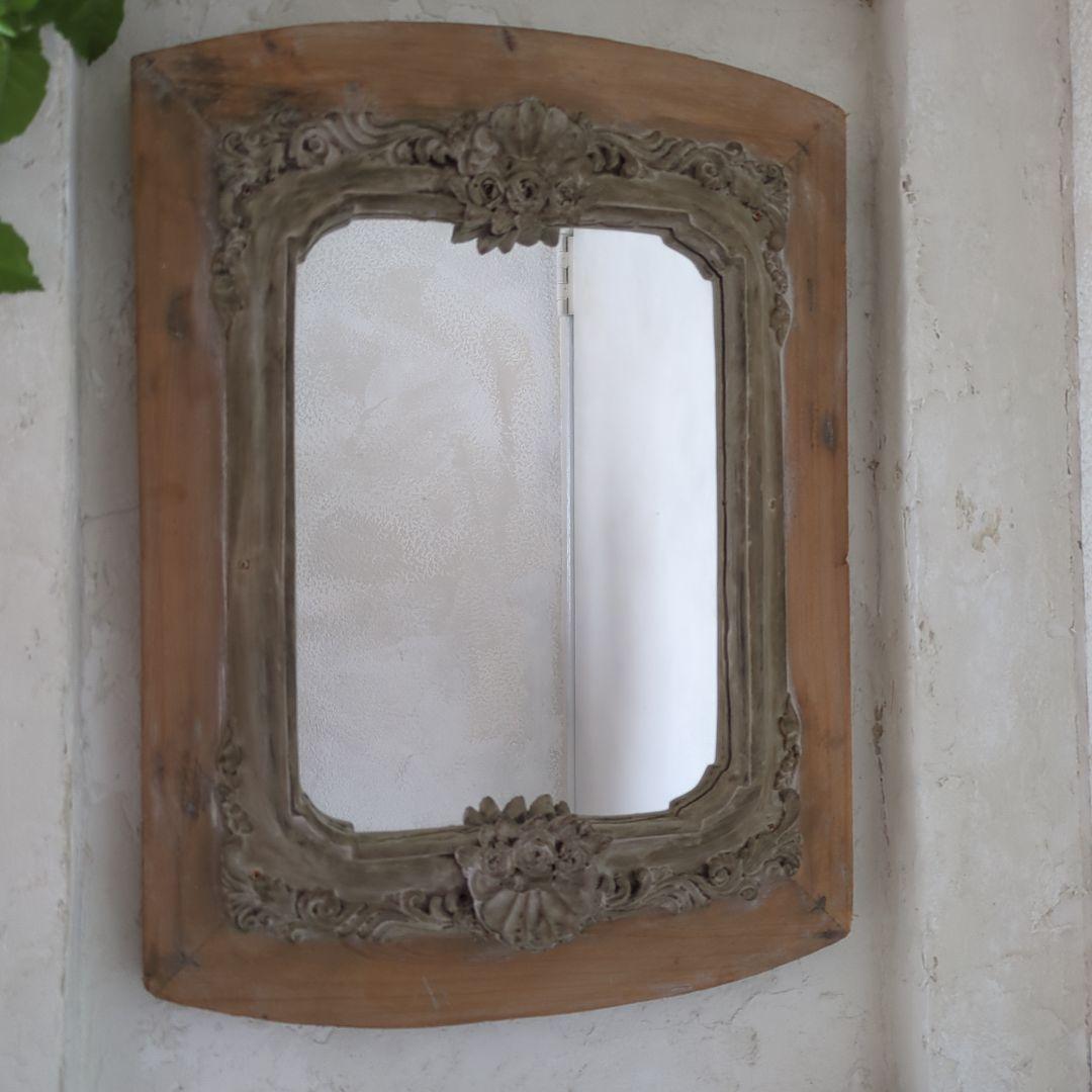 アンティーク調 ウォールミラー 木製