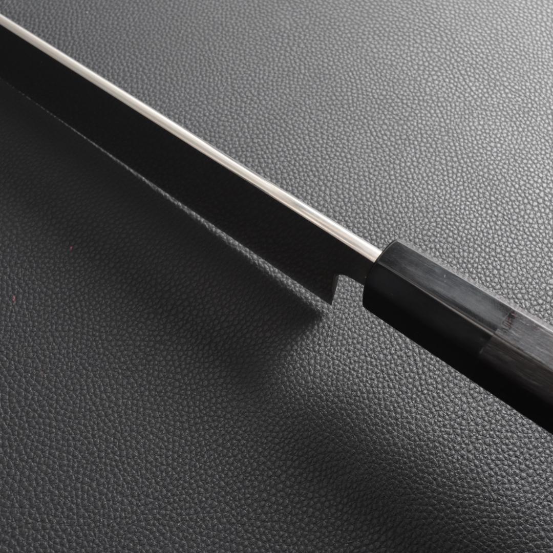 10831 先丸柳刃包丁 尺三 鏡面仕上げ 刺身包丁 和包丁 黒檀黒水牛角八角柄