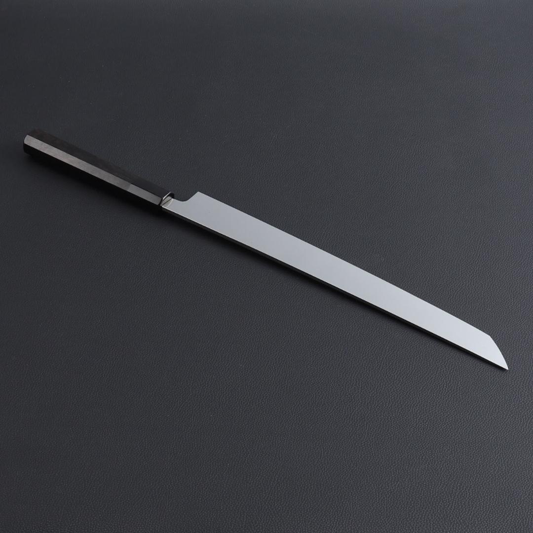 10831 先丸柳刃包丁 尺三 鏡面仕上げ 刺身包丁 和包丁 黒檀黒水牛角八角柄