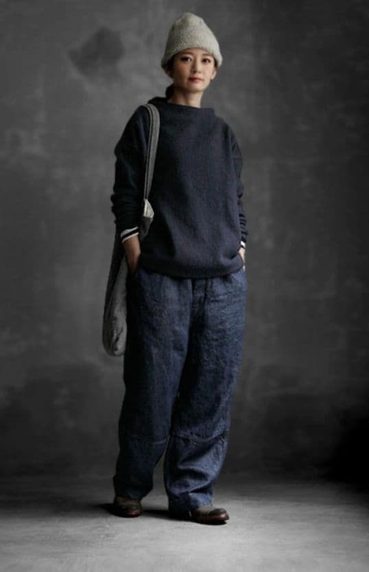 1754Joie de Vivre イタリアウールジャージボトルネックプルオーバ