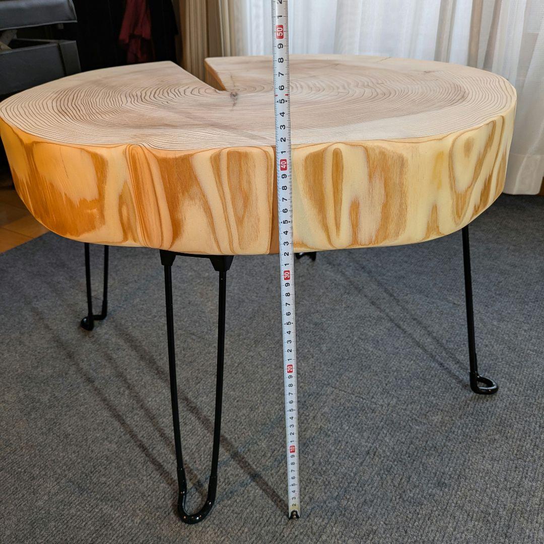 杉　アイアン脚　テーブル　切り株　 輪切り　高さ約41.5㎝