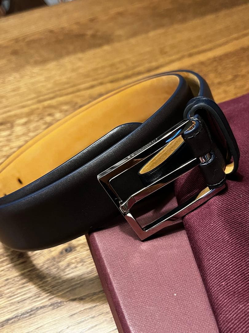 JOHN LOBB グレー/ネイビー レザーベルト