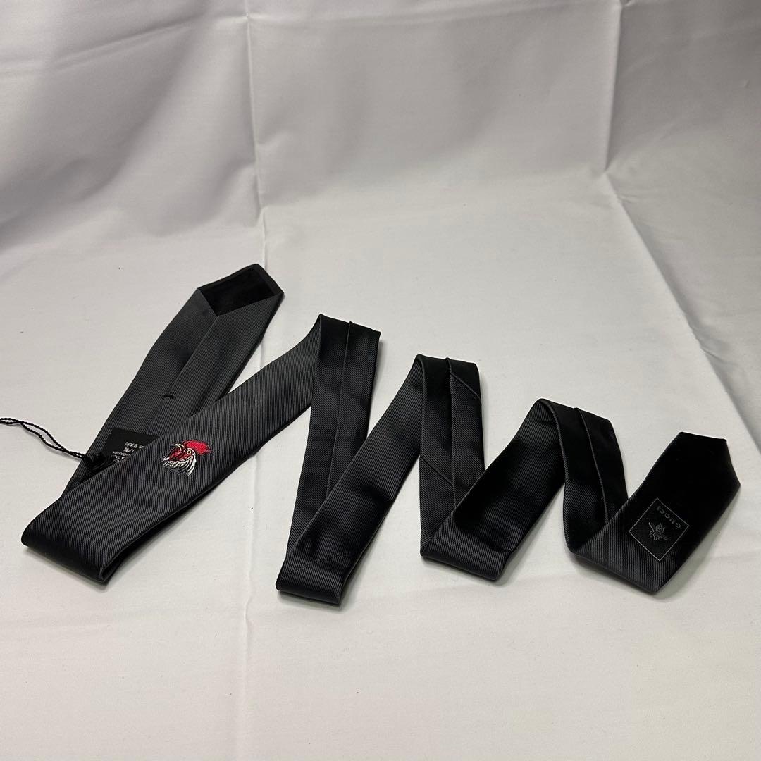 新品タグ付☆グッチ☆ネクタイ☆グレー☆ニワトリ☆アニマル柄☆ソリッド☆618