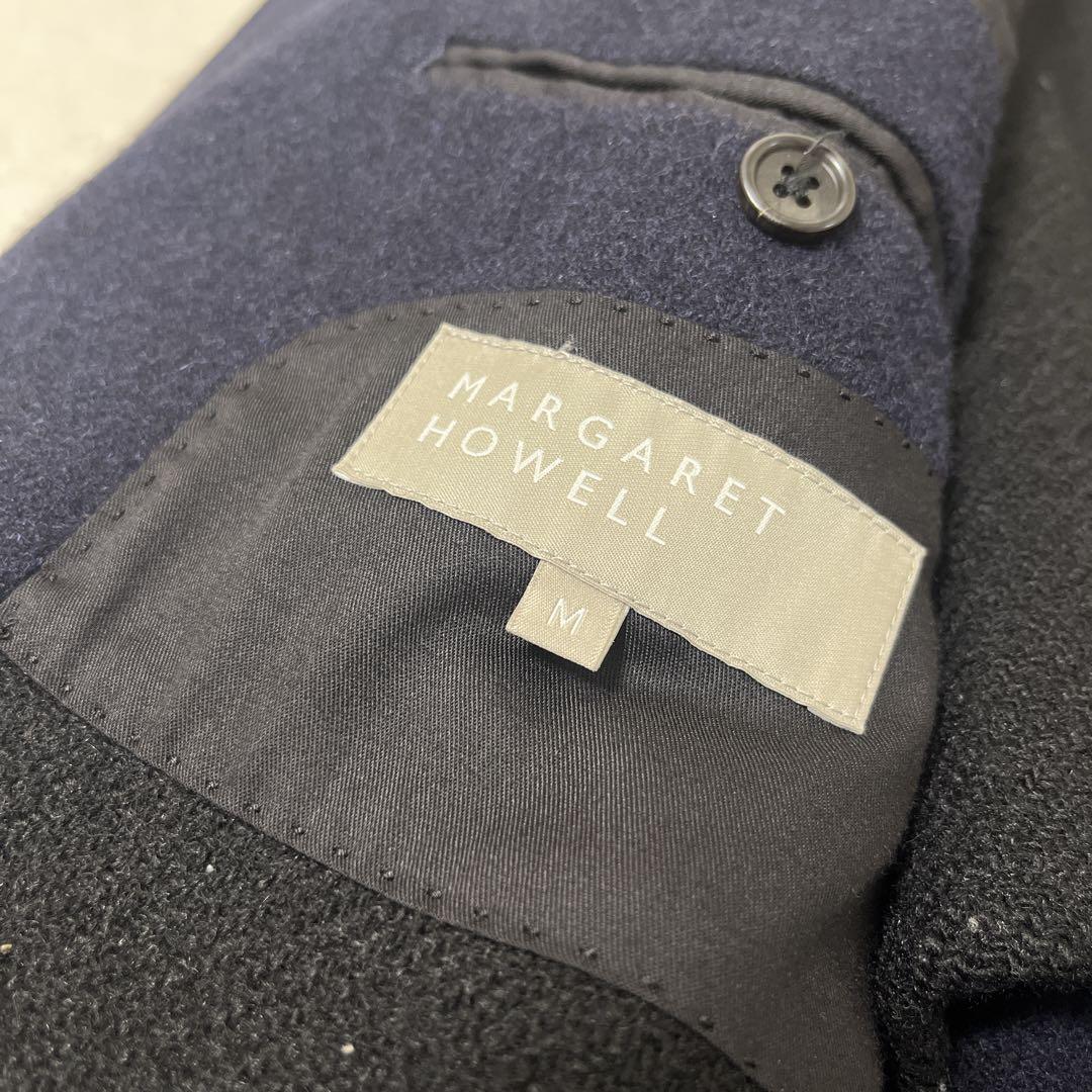マーガレットハウエル ステンカラーコート ウール ネイビー
