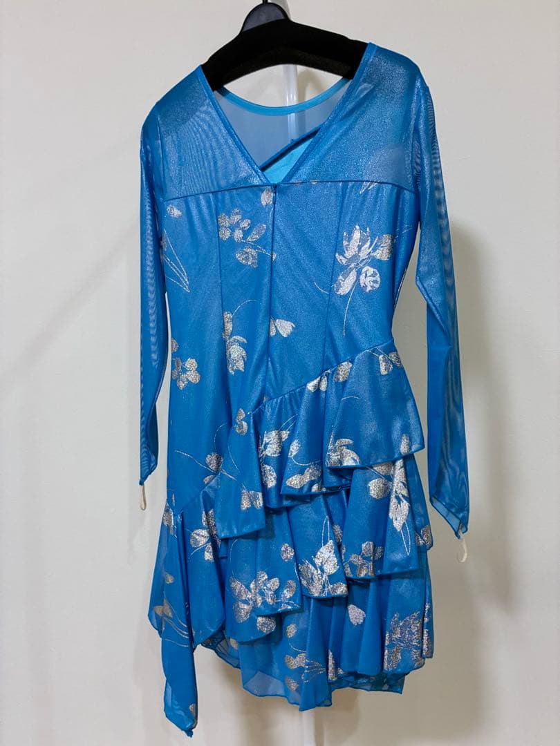 Create-sun 社交ダンス ドレス 水色 シースルー デモ・パーティー用