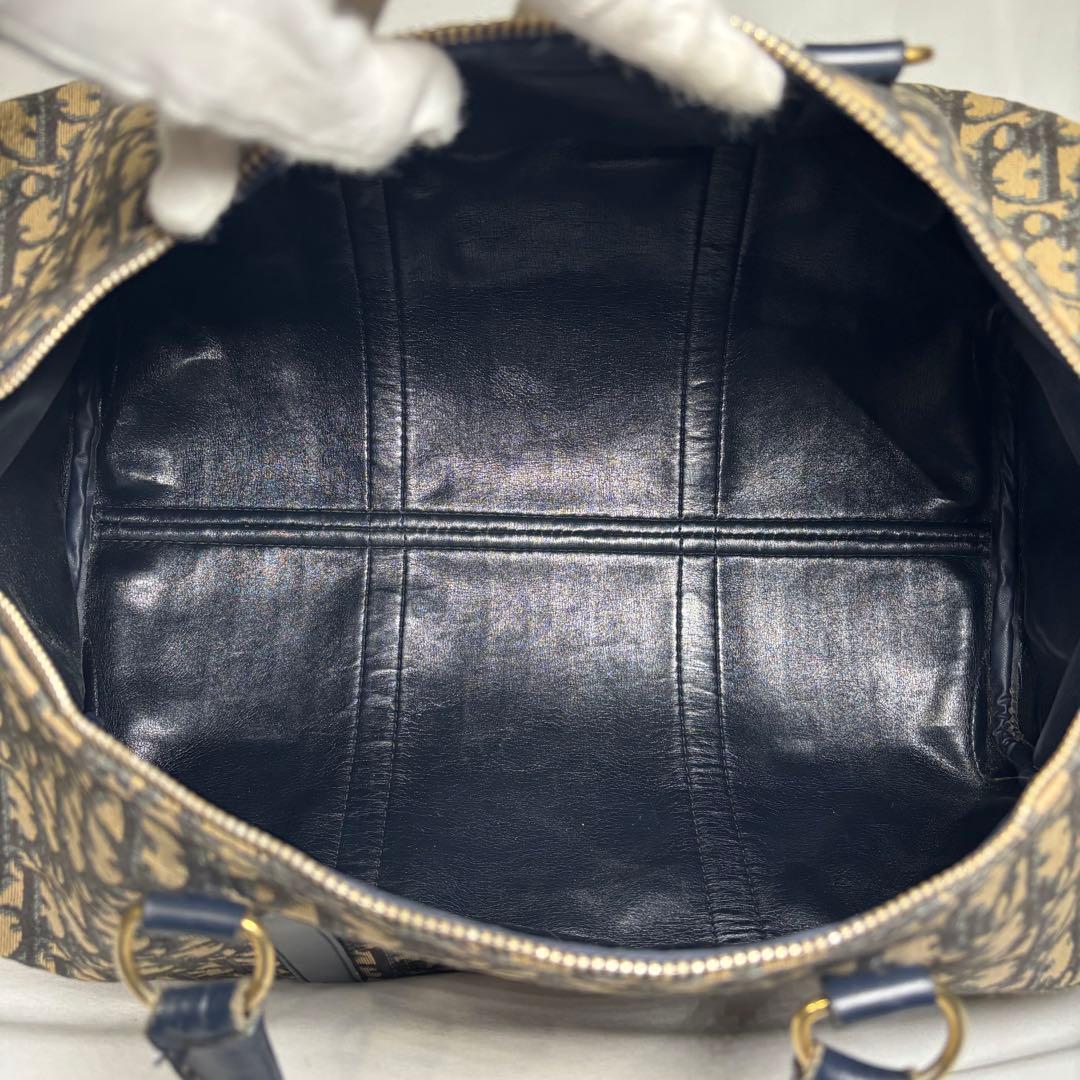 クリスチャンディオール ボストンバッグ トロッター キャンバス レザー ネイビー