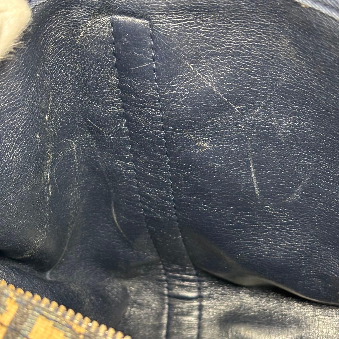 クリスチャンディオール ボストンバッグ トロッター キャンバス レザー ネイビー