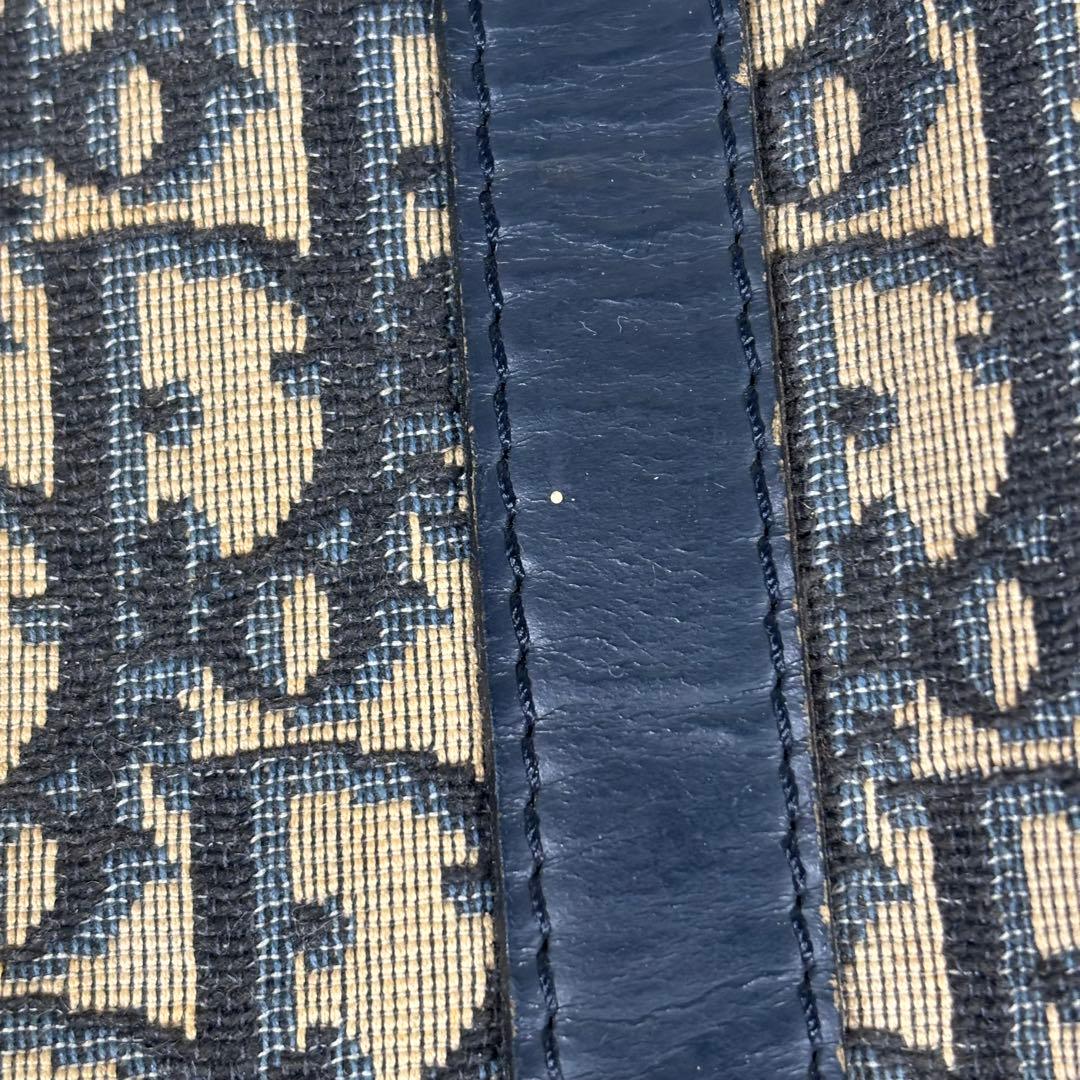 クリスチャンディオール ボストンバッグ トロッター キャンバス レザー ネイビー