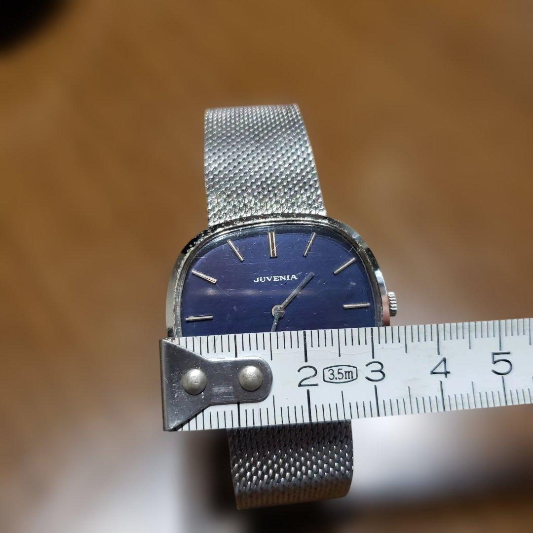 JUVENIA ネイビー スクエア 手巻き時計 動作異常無し