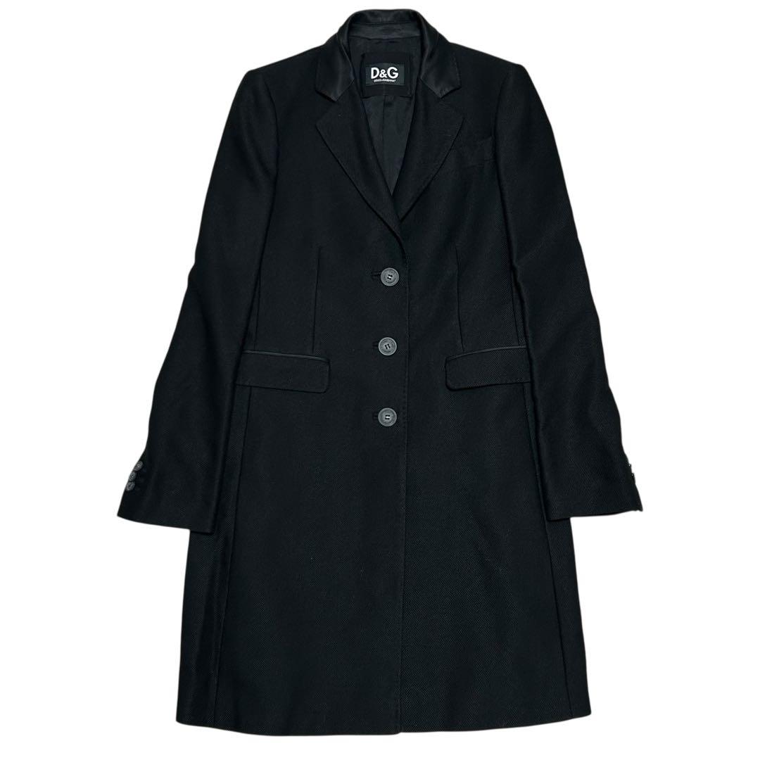 D&G DOLCE&GABBANA チェスターコート　レディース　ブラック