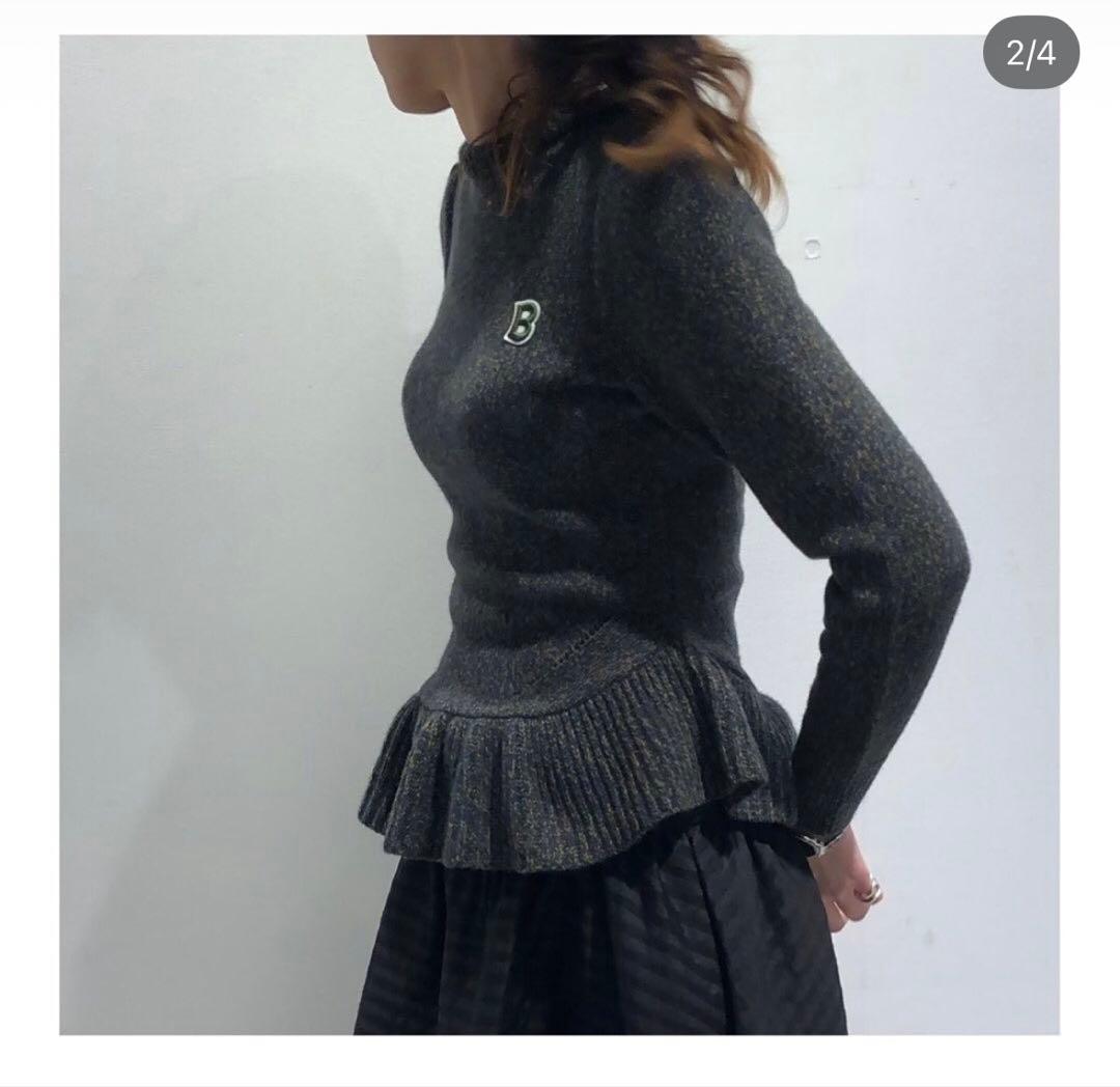 BORDERS AT BALCONY カシミアペプラム ニット　36グレー