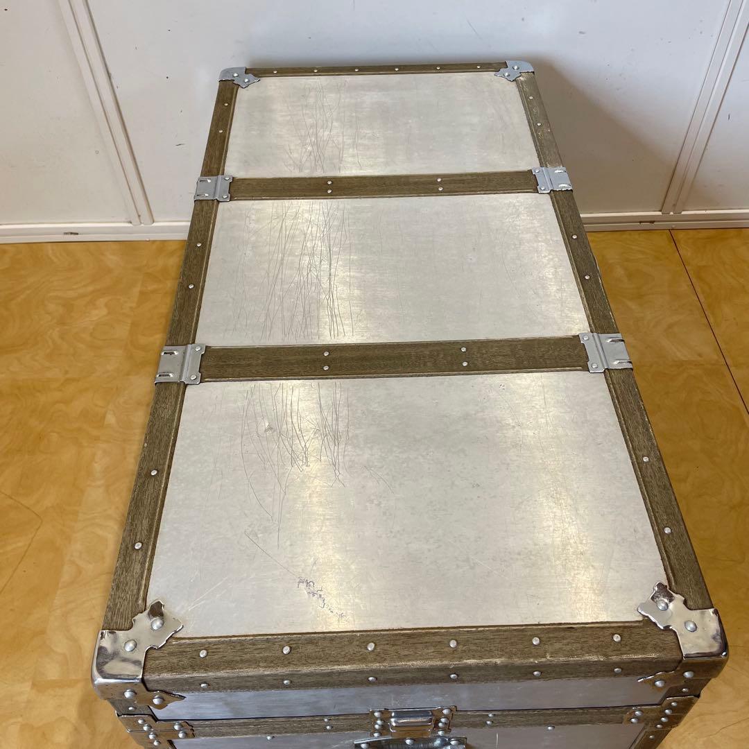 ビンテージ トランク アルミ 船舶 収納 箱 台 ケース ボックス アンティーク