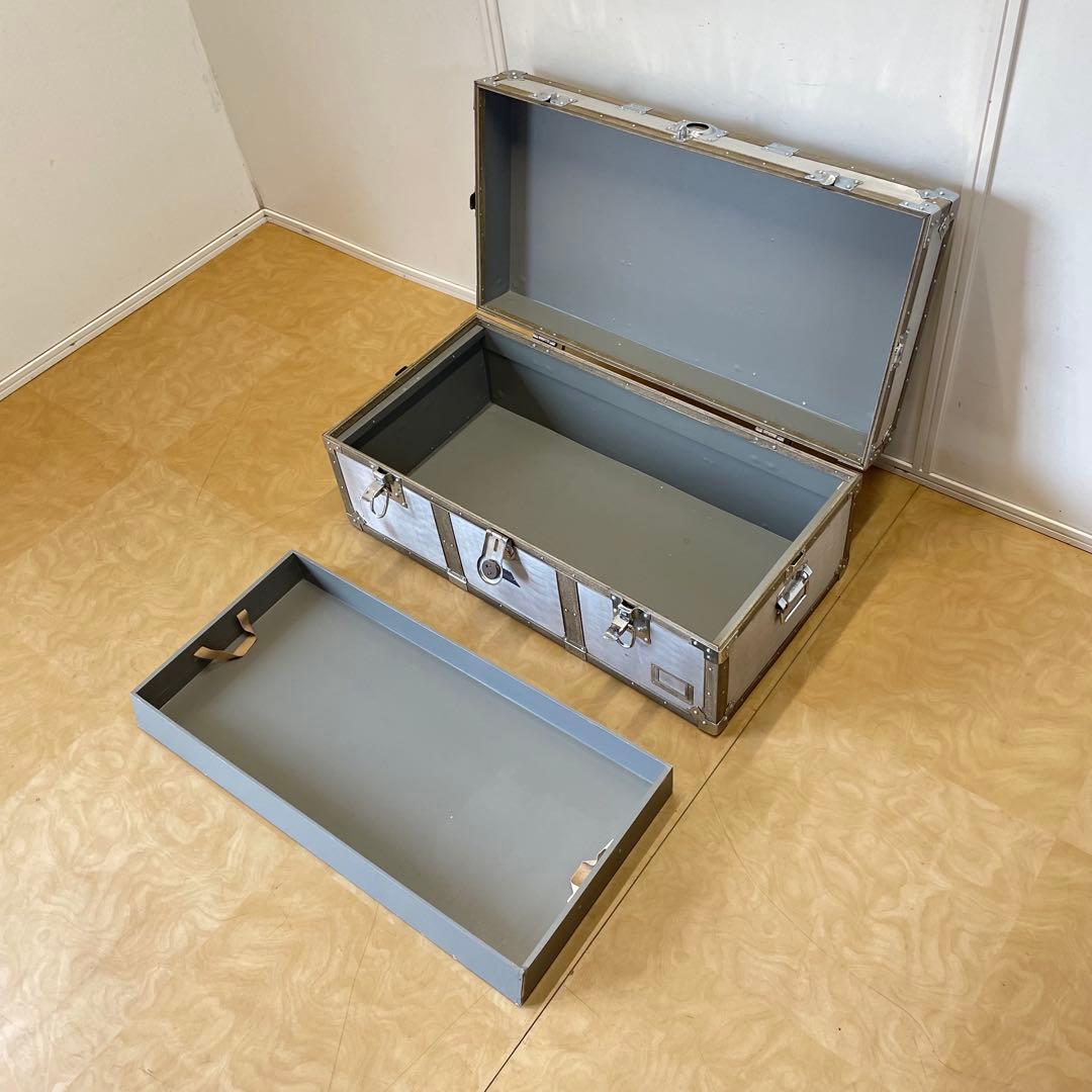 ビンテージ トランク アルミ 船舶 収納 箱 台 ケース ボックス アンティーク