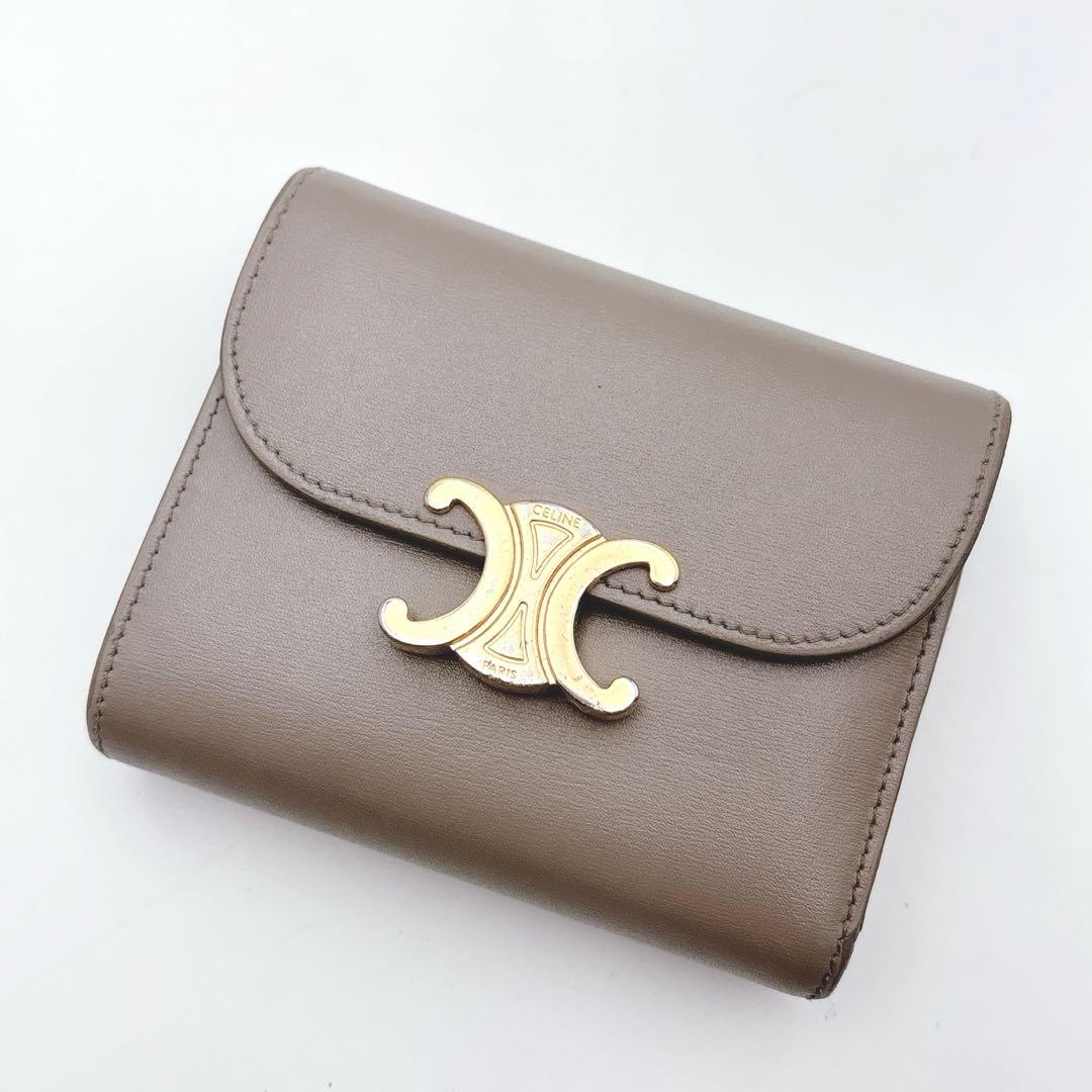CELINE セリーヌ トリオンフ スモールフラップウォレット 折財布 ペブル