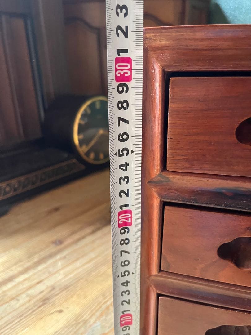 薬箪笥 唐木 紫檀 無垢材 薬棚 小物入れ 小箪笥 12引出し 昭和レトロ