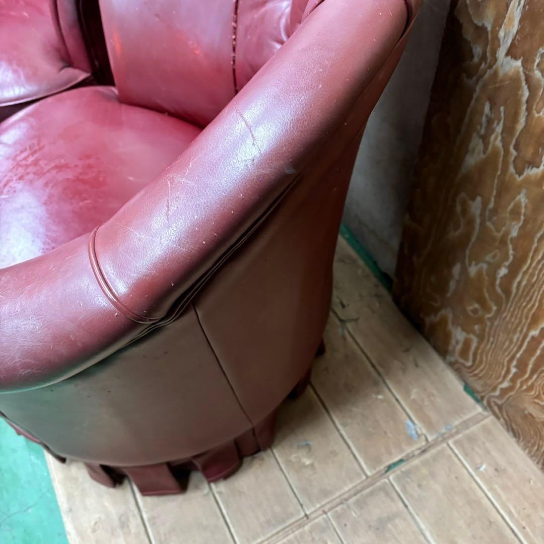 565 英国風　アンティークソファ　2Pセット　赤色　高級