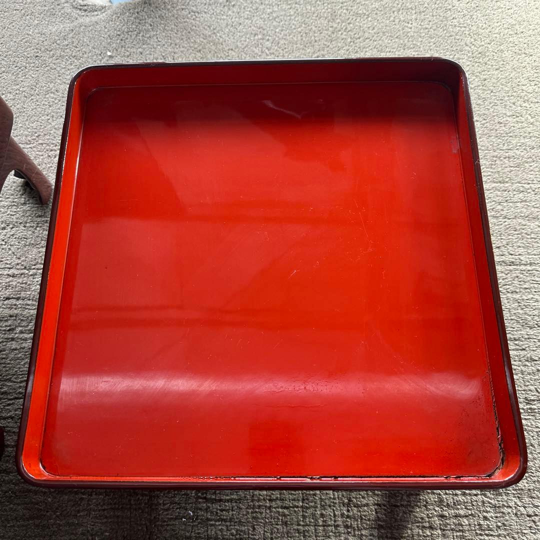 A 旧家 輪島塗 高脚膳 5客 時代漆器 専用木箱付き アンティーク き