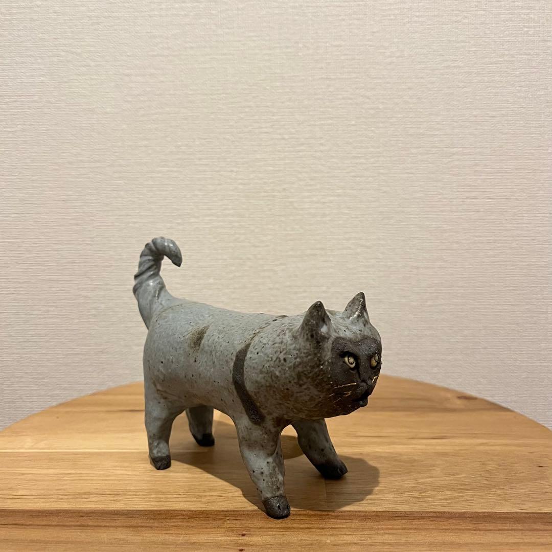 岡山富男　作家の手作り陶器　猫の置物　セット