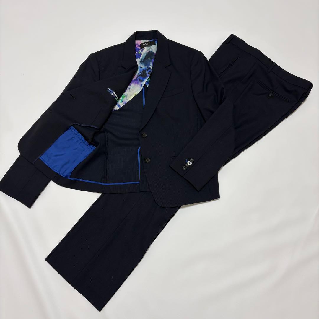 Paul Smith BLACK 黒ストライプ セットアップスーツ 46L 花柄