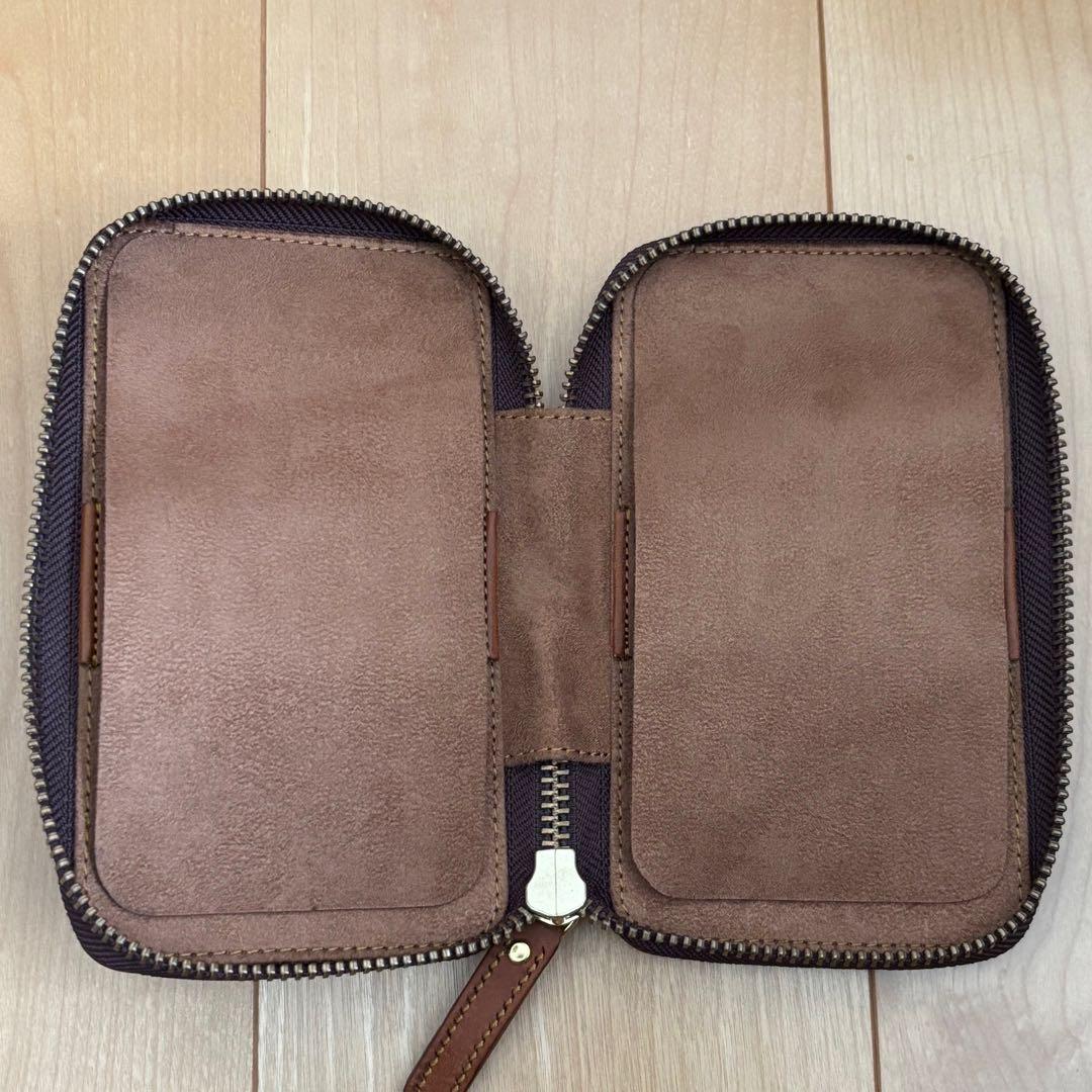 バハギア ペンケース ラウンドジップ型 10本挿 プエブロ コニャック