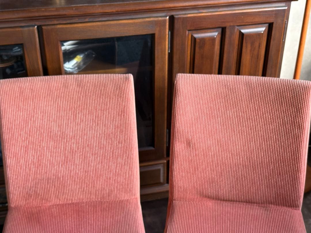 昭和レトロ　ビンテージ　レッド　ファブリック　レトロチェア　4脚セット　nZ