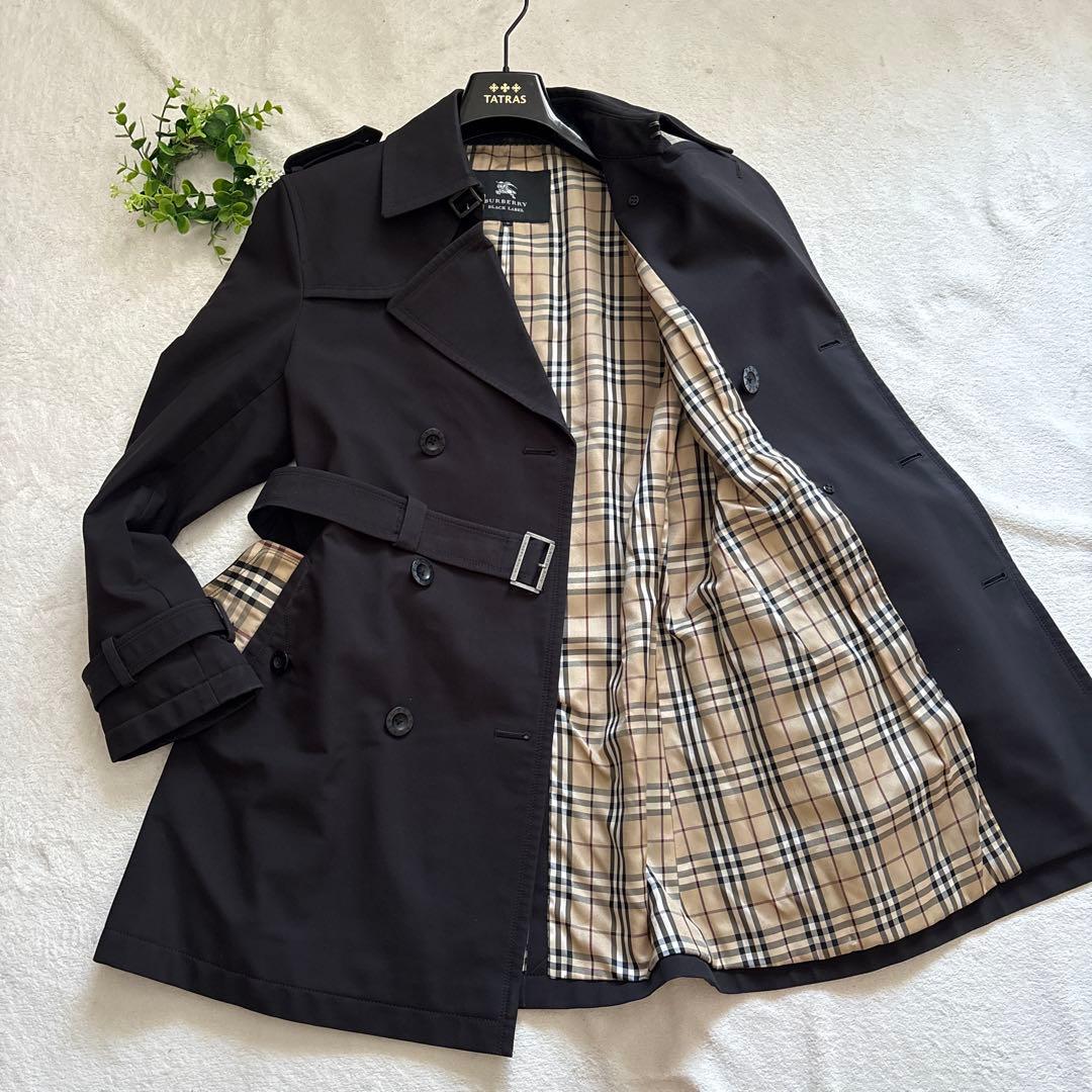 バーバリー ブラックレーベル トレンチコート ノバチェック 黒 M