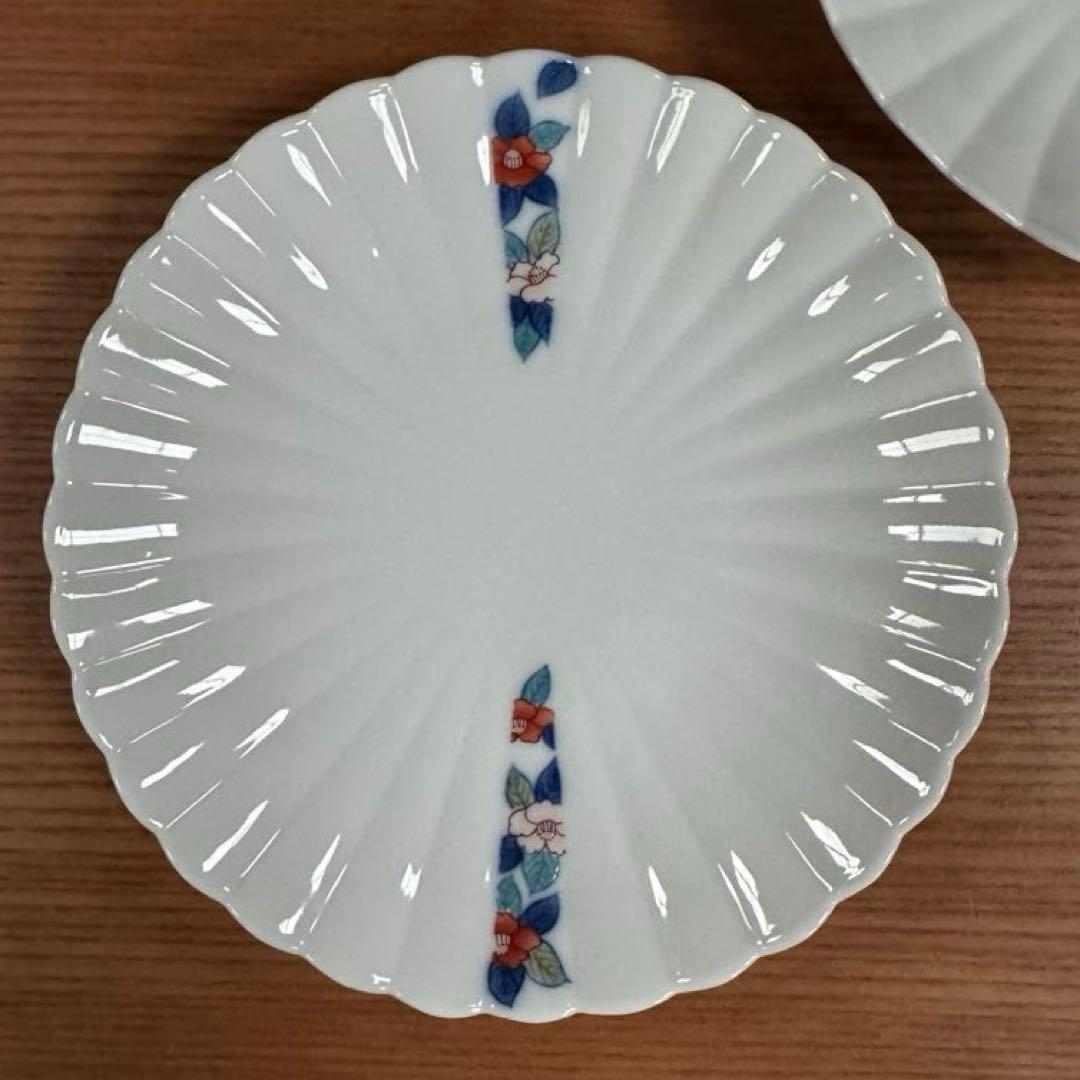 伊万里焼 畑萬陶苑：鍋島 帯柄文 菊割取皿×5枚セット☆