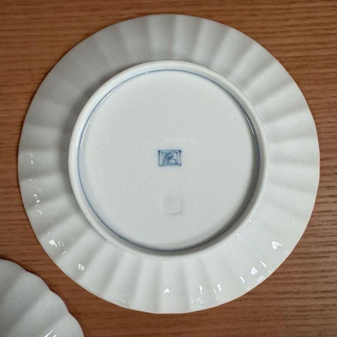 伊万里焼 畑萬陶苑：鍋島 帯柄文 菊割取皿×5枚セット☆