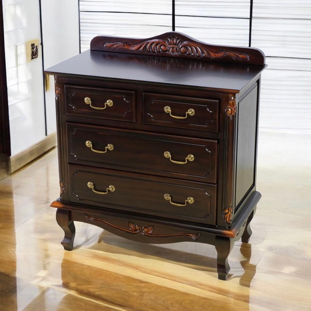 D 新品 アンティーク調 チェスト 75 たんす 衣類収納 リビング収納 サイド