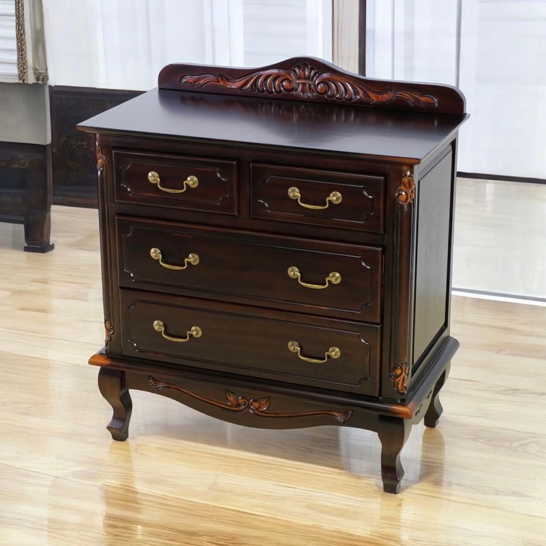 D 新品 アンティーク調 チェスト 75 たんす 衣類収納 リビング収納 サイド