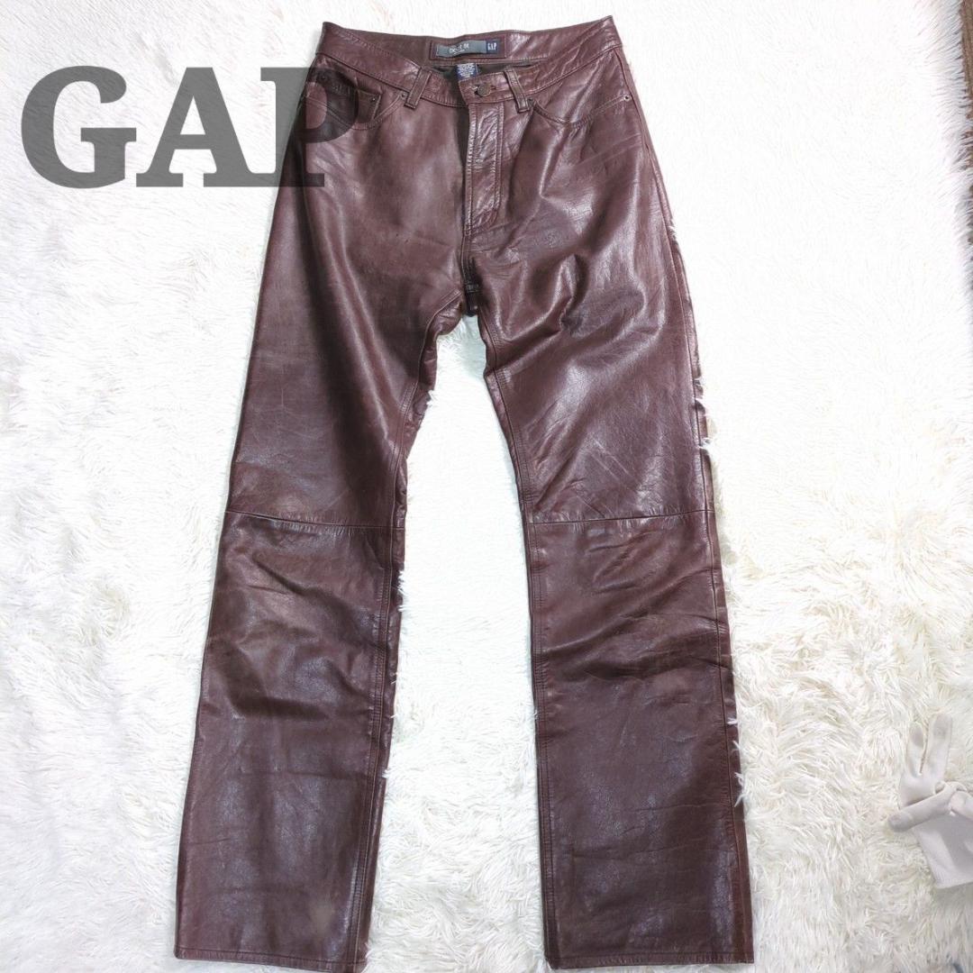 GAP ギャップ OLD GAPレザーパンツ 本革 ブラウン Y2K W30