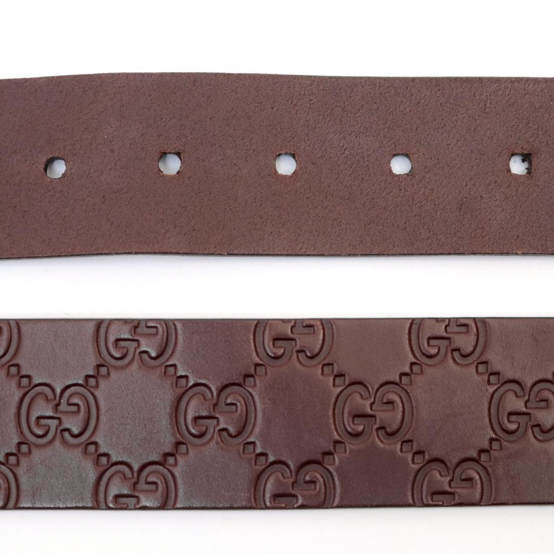 GUCCI グッチシマ 厚革ベルト 幅4cm 84cm±5 伊製 1058