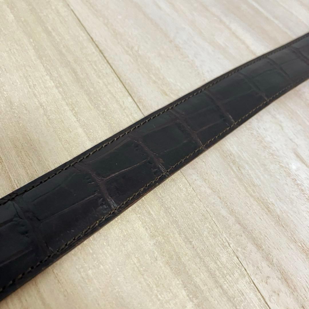 フェリージ レザーベルト クロコ型押し ダークブラウン イタリア製 美品