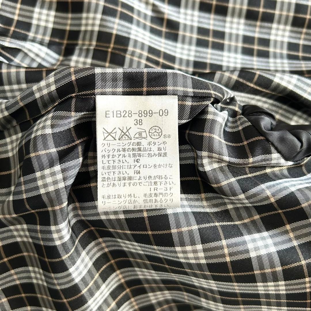 【極美品】バーバリーブルーレーベル　ファー付き　ベルテッドコート　黒　38