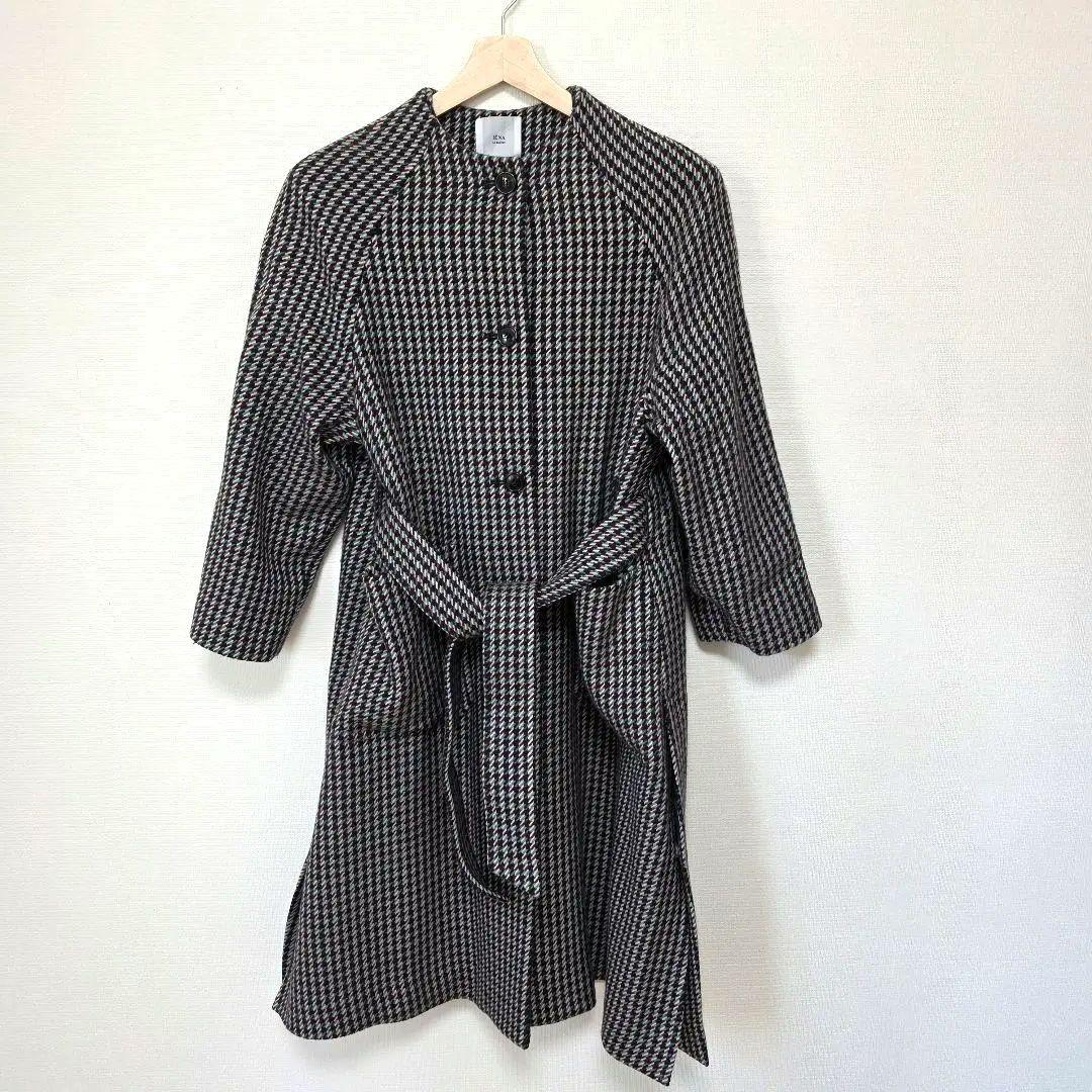 IENA LA BOUCLE チェックノーカラーコート