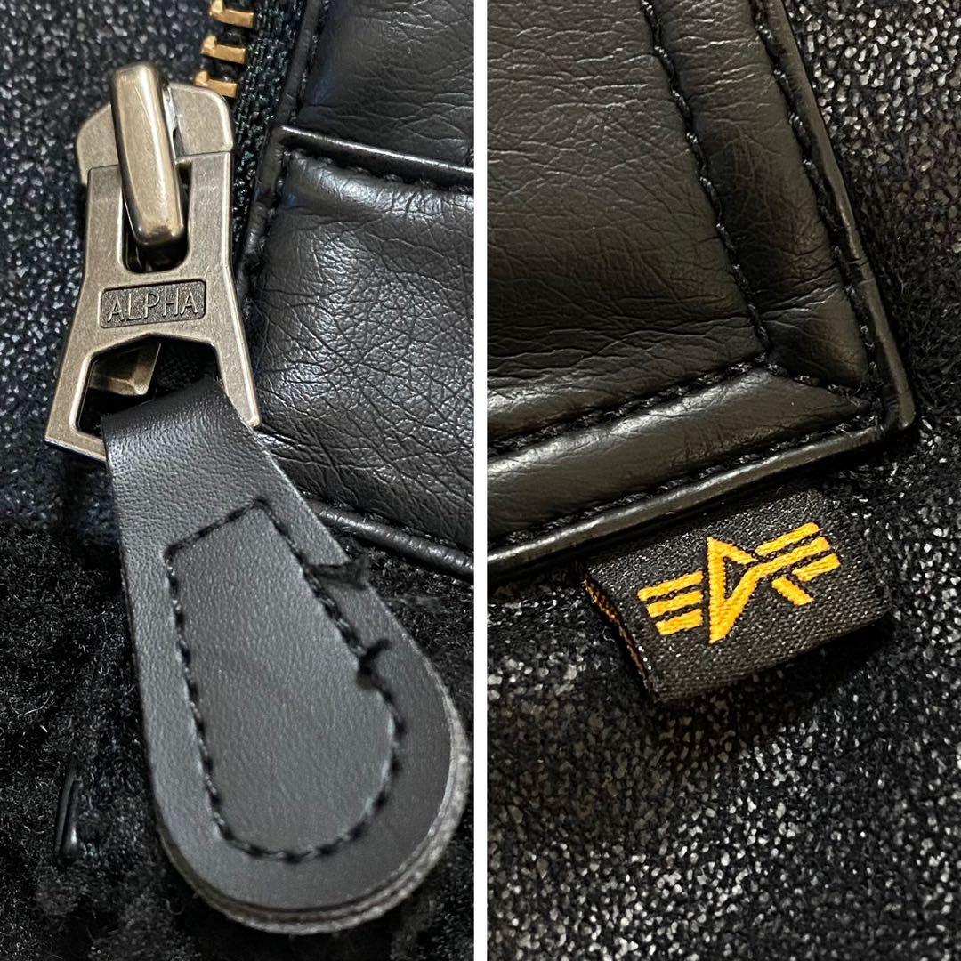 ALPHA ボア フェイクムートン フライトジャケット ブラック M