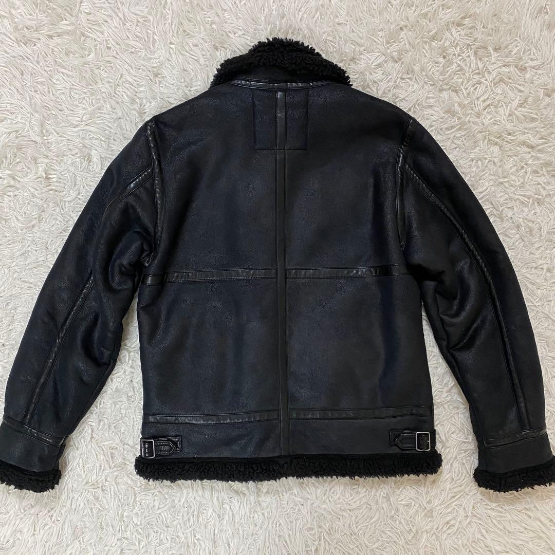 ALPHA ボア フェイクムートン フライトジャケット ブラック M